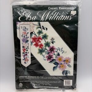 Elsa Williams Crewel Embroidery Springtime Celebration Bell Pull Floral USA NOS